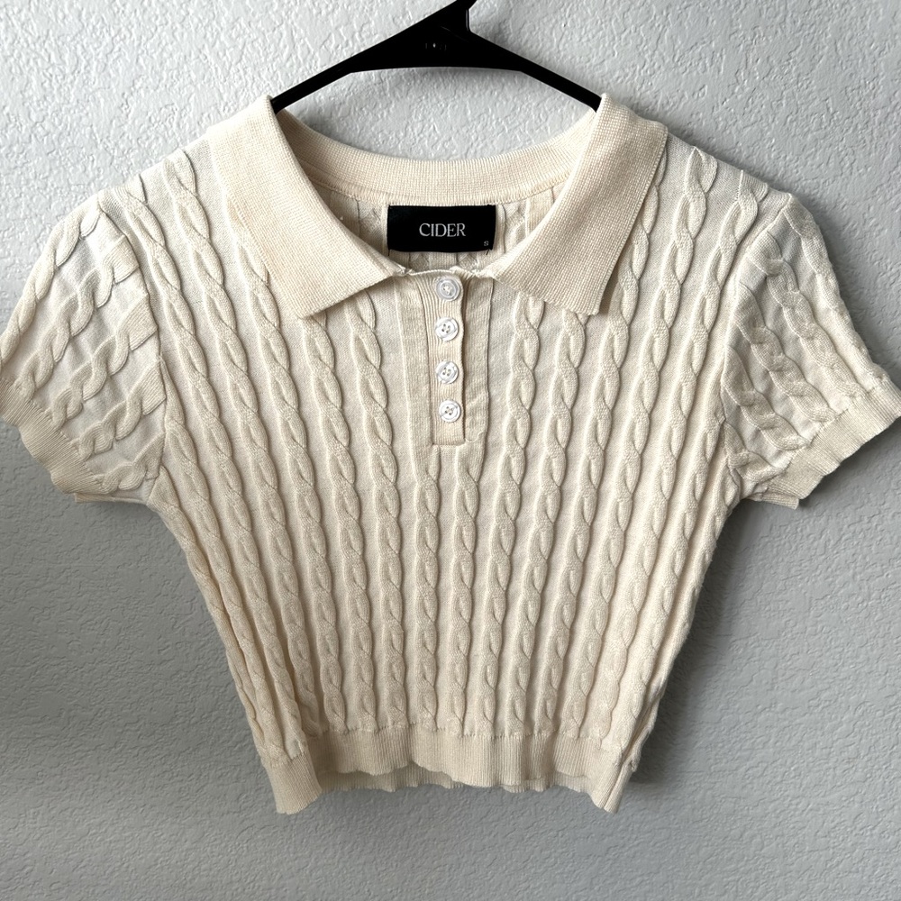 Cider Cream Button Up Crop Top, Small